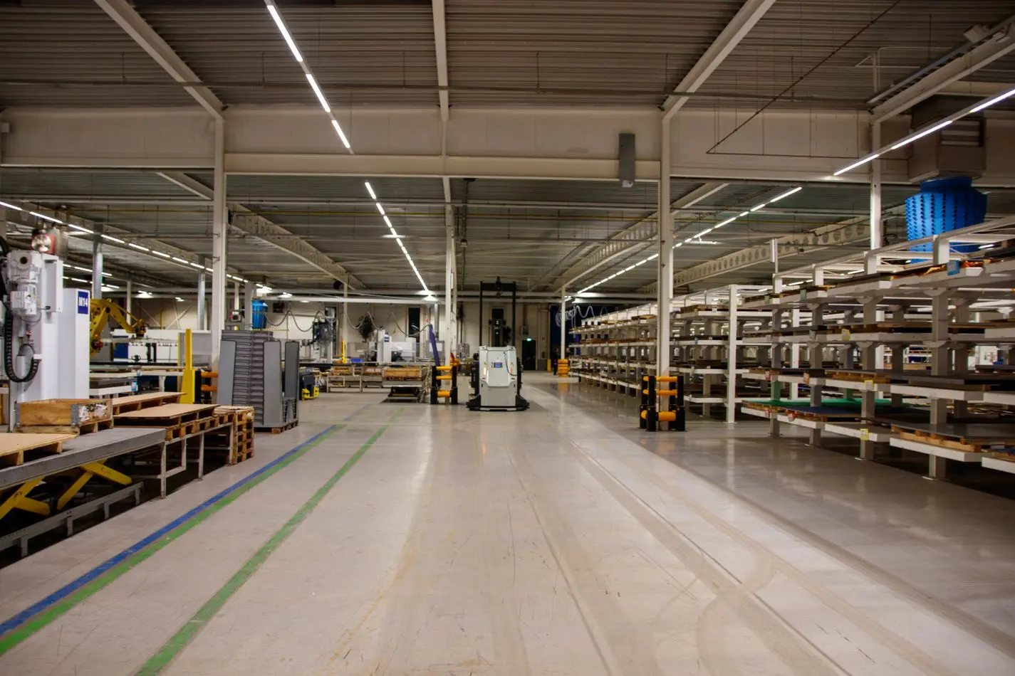 Modern industrial production facility with automated machinery